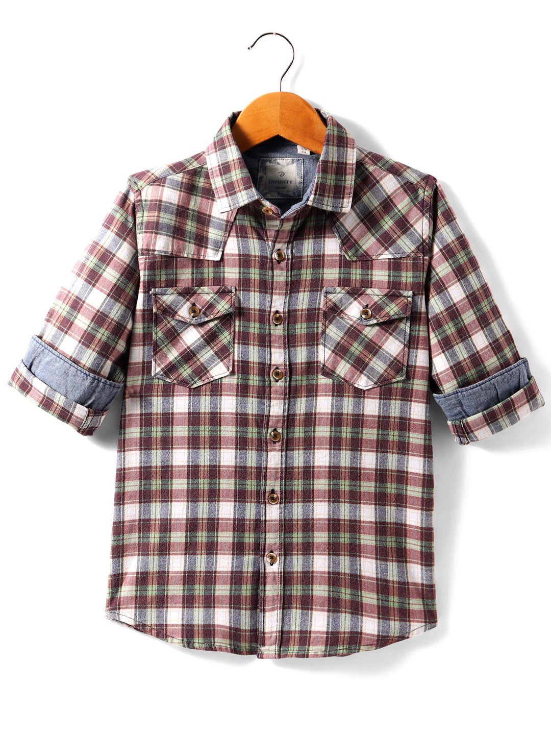 

Infinity Boys Opaque Checked Casual Shirt, Green