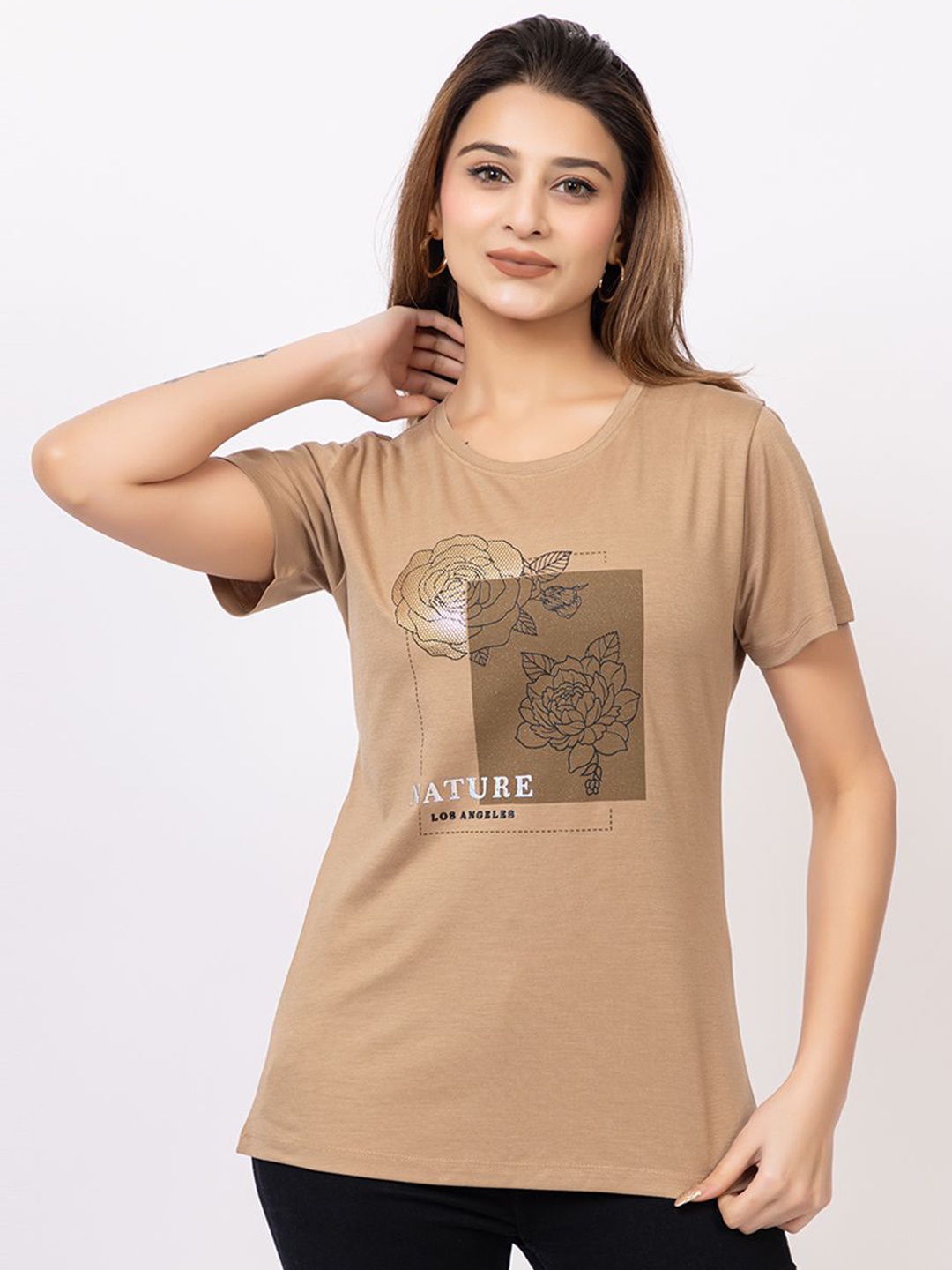 

GFO Print Cotton Top, Beige