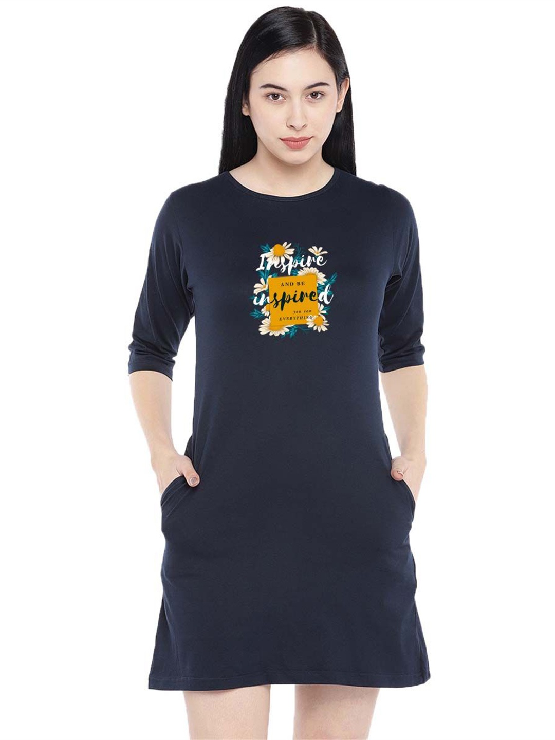 

Moda Rapido Print T-shirt Dress, Navy blue