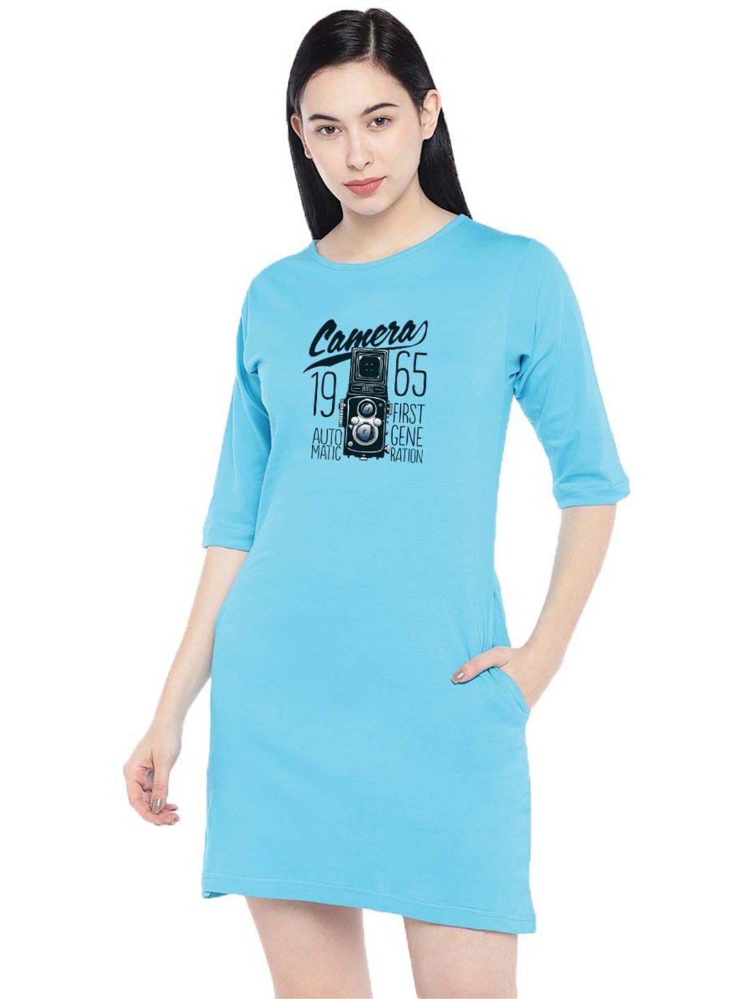 

Moda Rapido Print T-shirt Dress, Turquoise blue