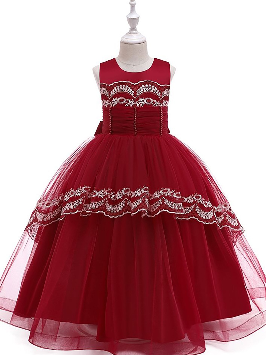 

LULU & SKY Embellished Print Empire Dress, Red