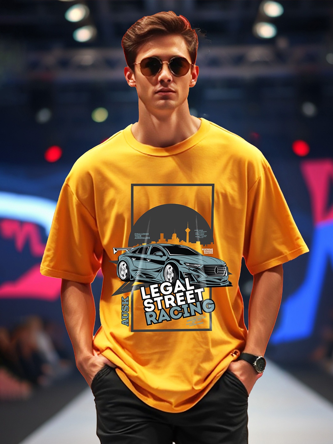 

AUSK Men Printed Applique T-shirt, Yellow
