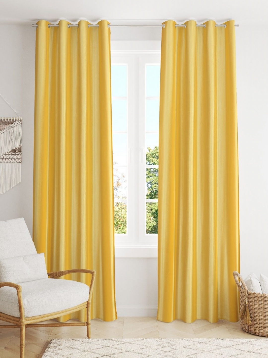 

Galaxy Home Decor Yellow Set of 2 Window Curtain