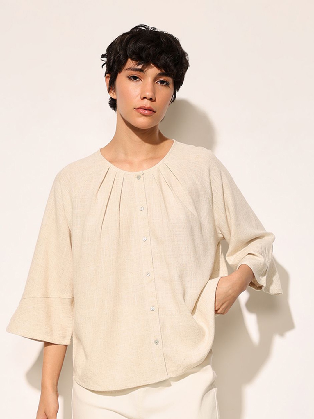 

ONLY Women Opaque Casual Shirt, Beige