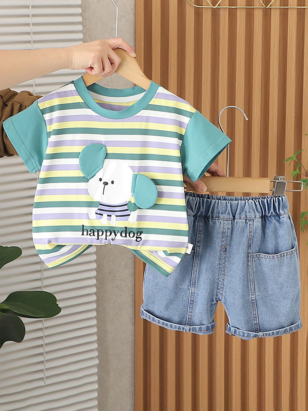 

LULU & SKY Boys T-shirt with Shorts, Green