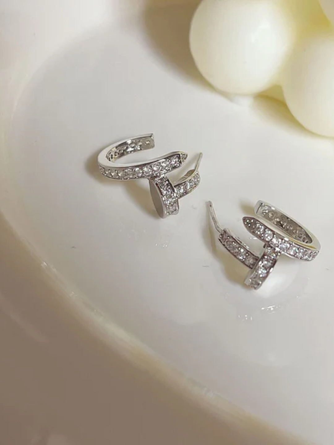

SUBHAGALANKAR Contemporary Hoop Earrings, Silver