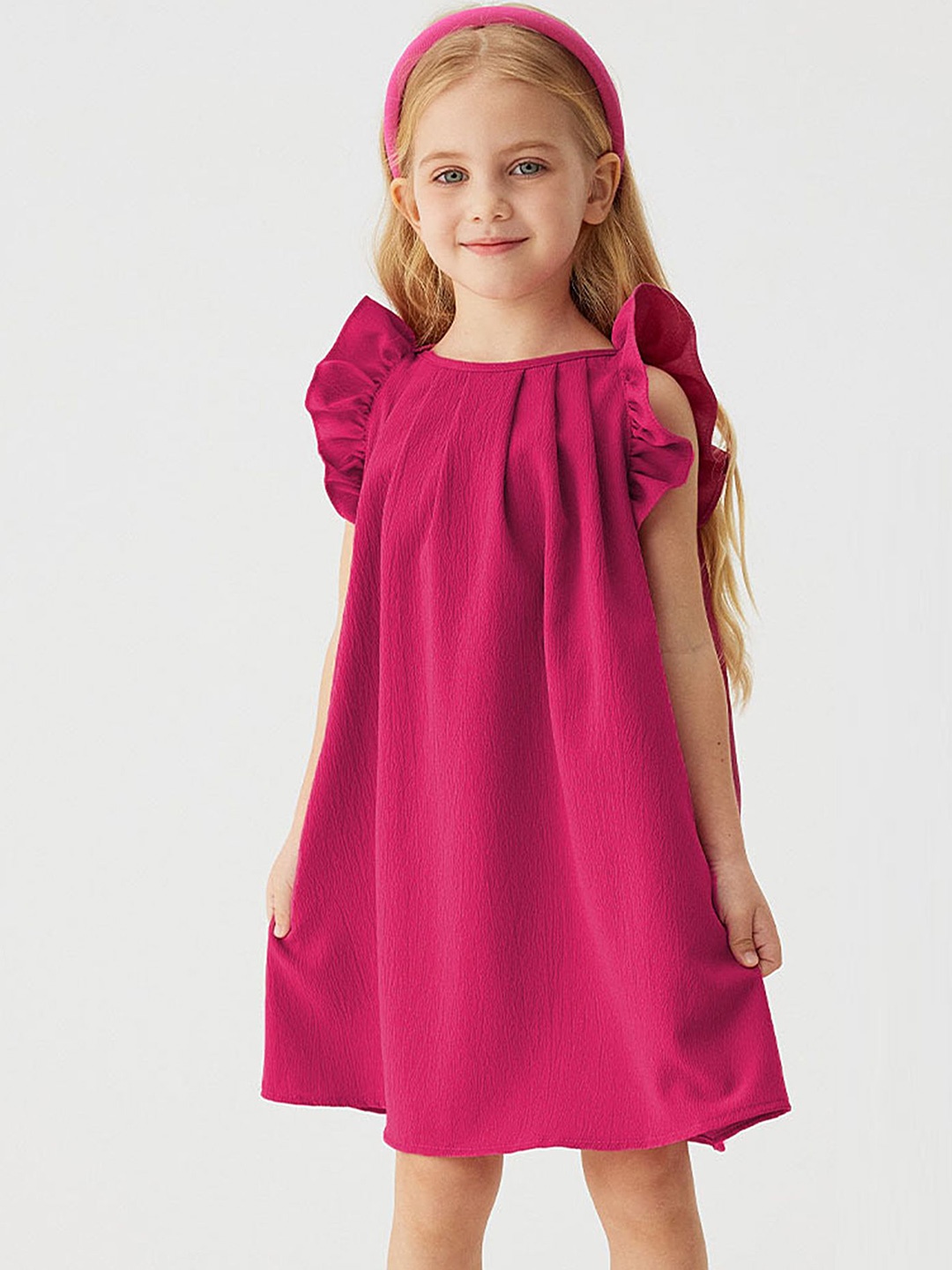 

LULU & SKY Puff Sleeve A-Line Dress, Rose