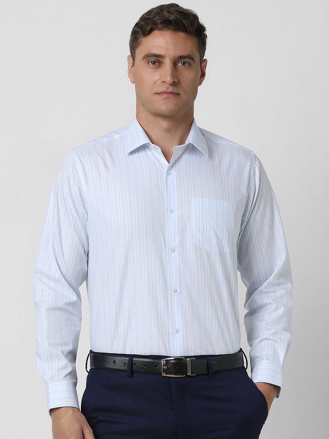 

Van Heusen Men Opaque Striped Formal Shirt, Blue