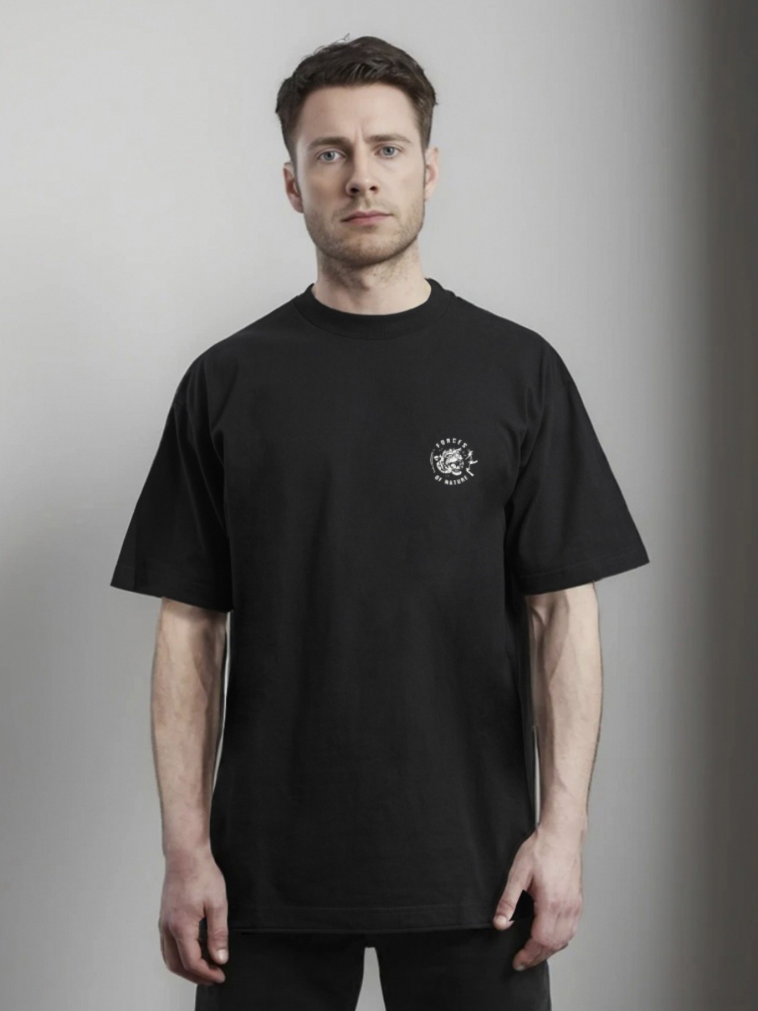 

Moda Rapido Men Printed Applique T-shirt, Black