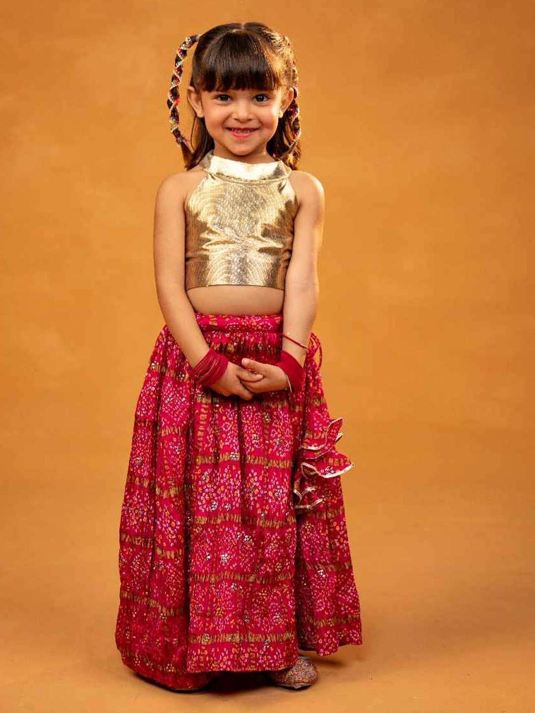 

Jilmil Girls Ready to Wear Lehenga &, Gold