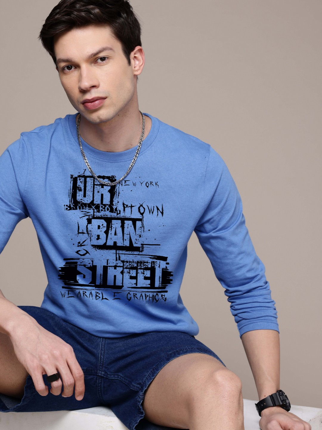 

Moda Rapido Men Printed T-shirt, Blue