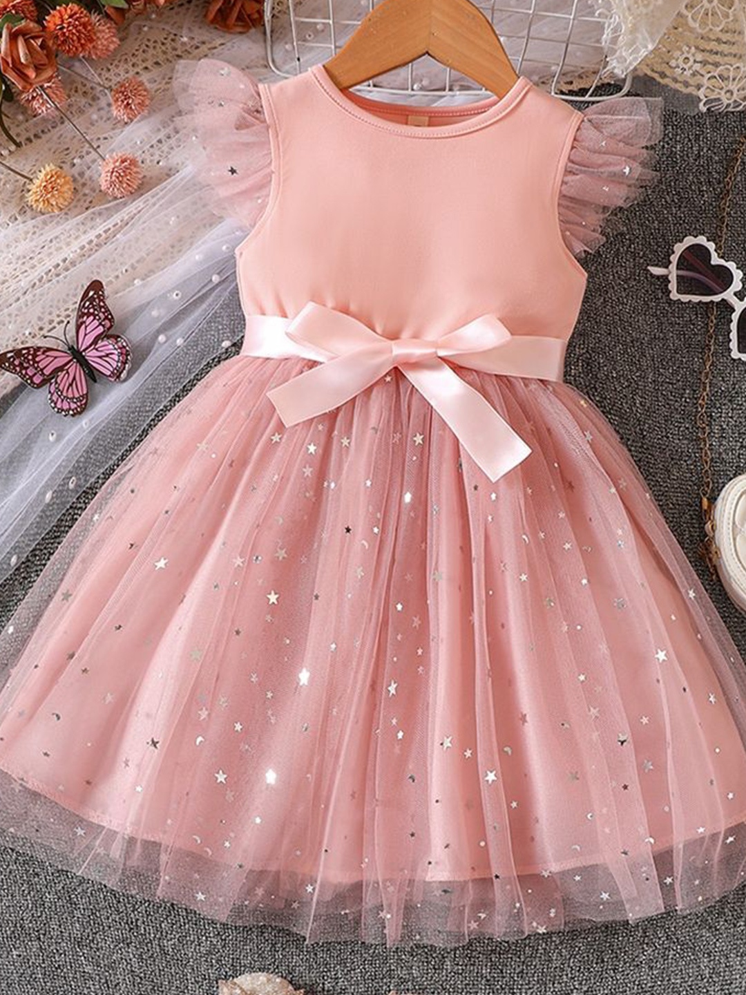 

LULU & SKY Embellished Fit & Flare Dress, Pink