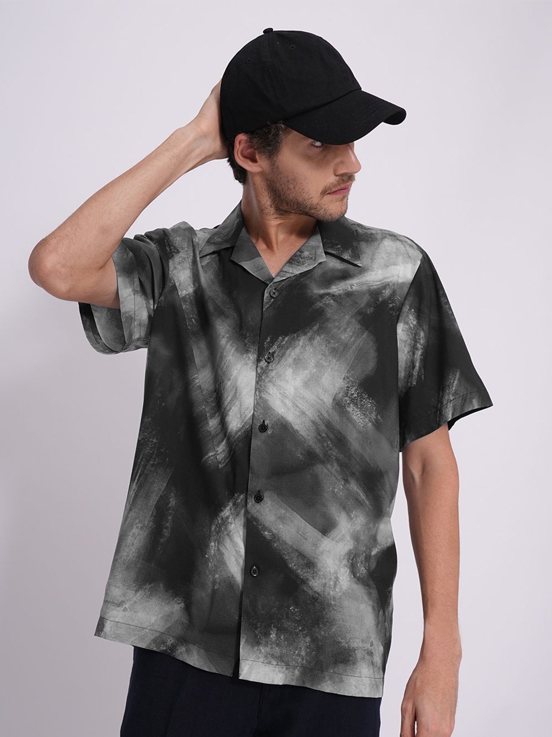 

SELECTED Men Opaque Printed Casual Shirt, Black