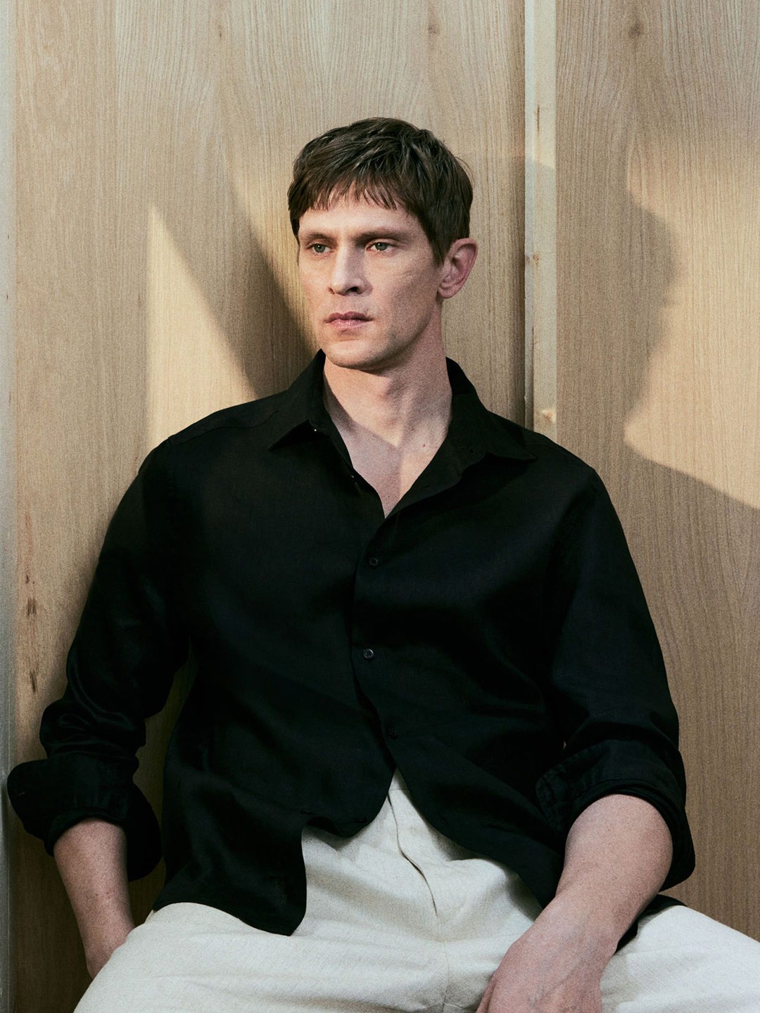 

H&M Slim Fit Linen Shirt, Black