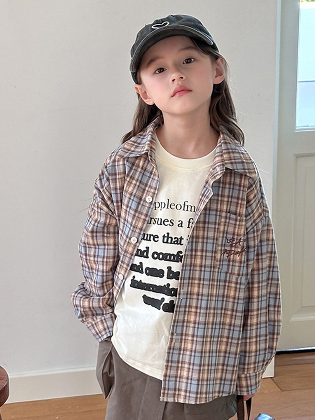 

LULU & SKY Girls Opaque Checked Casual Shirt, Multi