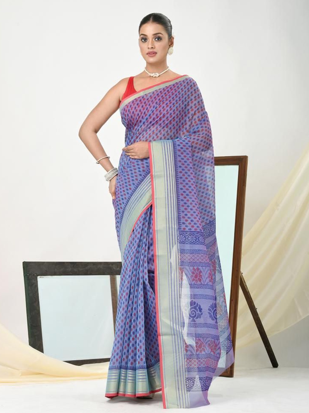 

VIBHAVARI Ethnic Motifs Zari Saree, Violet