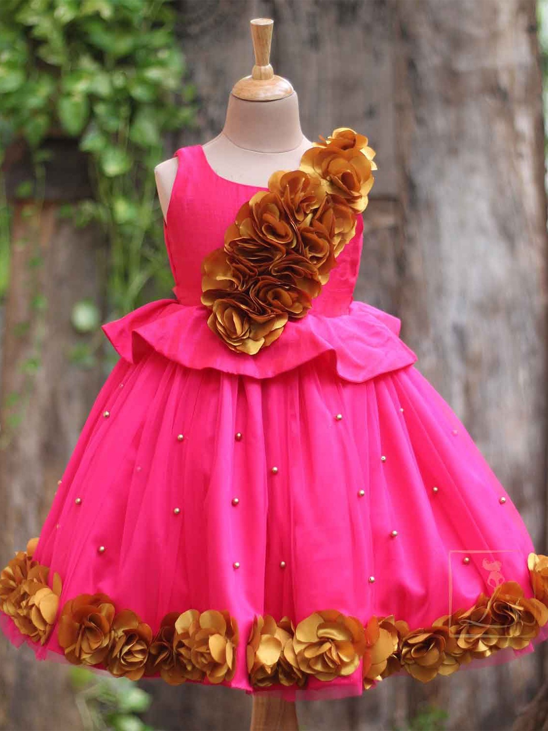 

Li & Li Boutique Girl Applique Peplum Maxi Dress, Pink