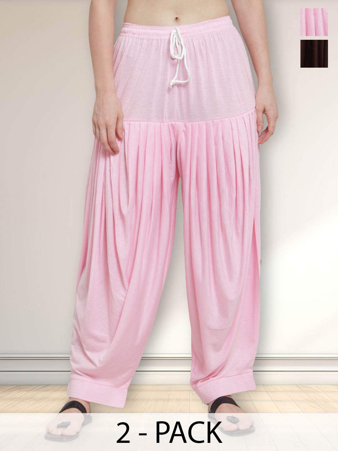 

Jinfo Pack Of 2 Loose Fit Mid-Rise Patiala Salwar, Pink