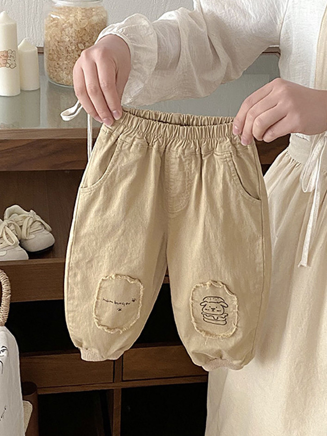 

LULU & SKY Boys Loose Fit High-Rise Trousers, Khaki