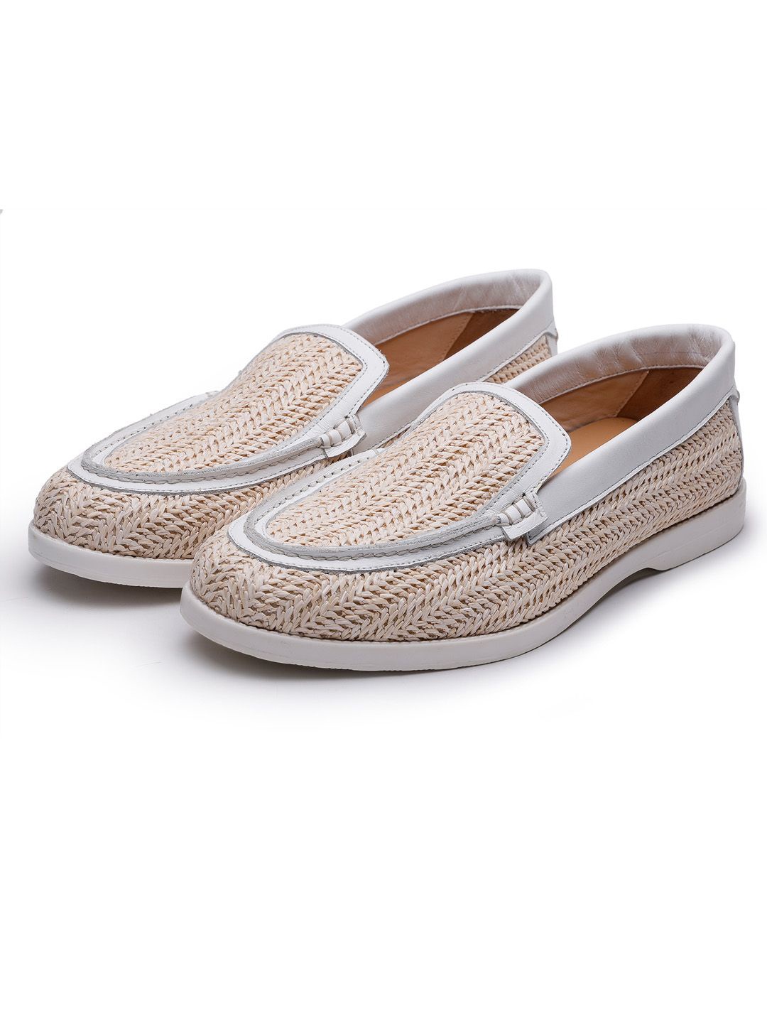 

SHUTIQ Men Woven Design Slip-On Sneakers, Cream
