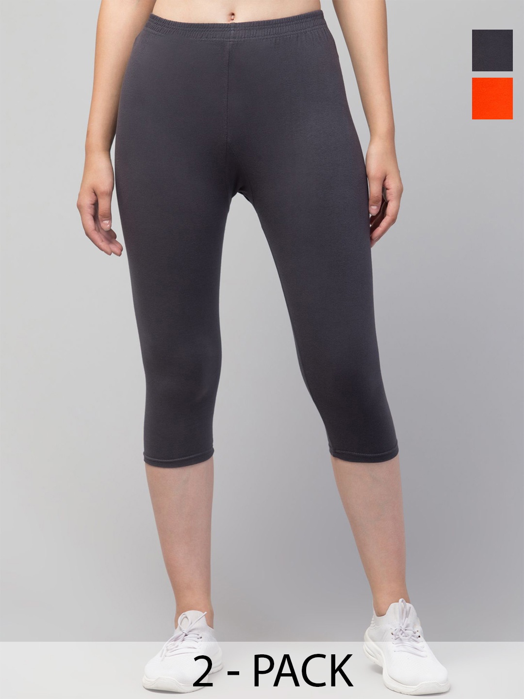 

UllasPemium Women Skinny Fit Capris, Orange