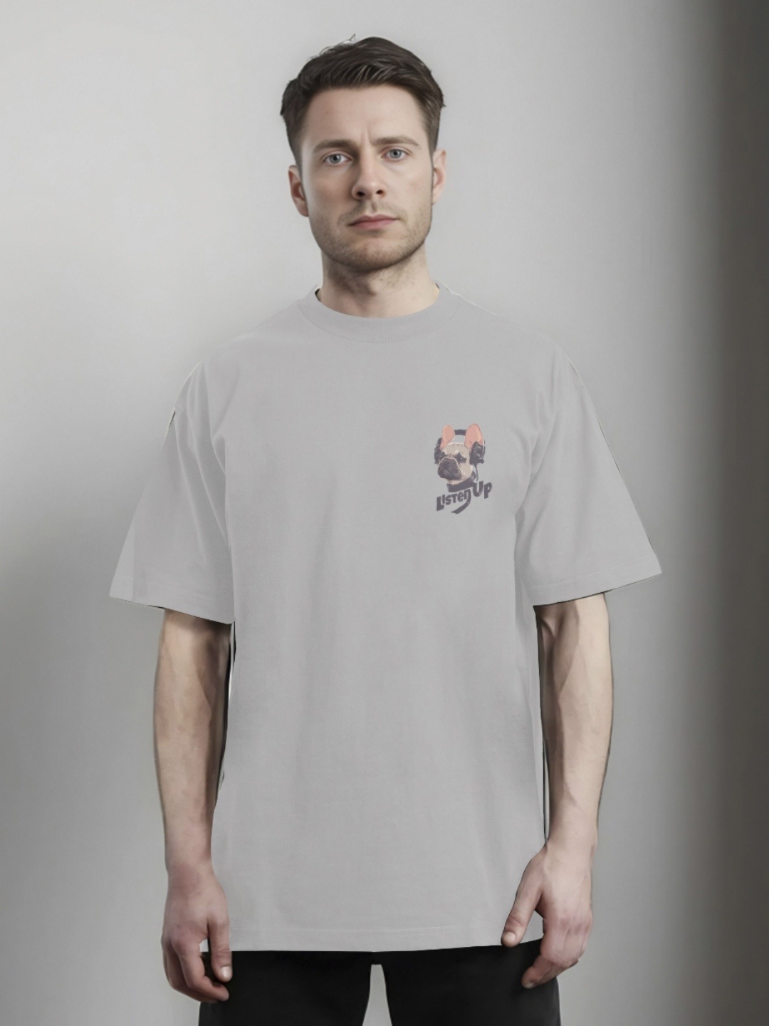 

Moda Rapido Men Printed Applique T-shirt, Grey