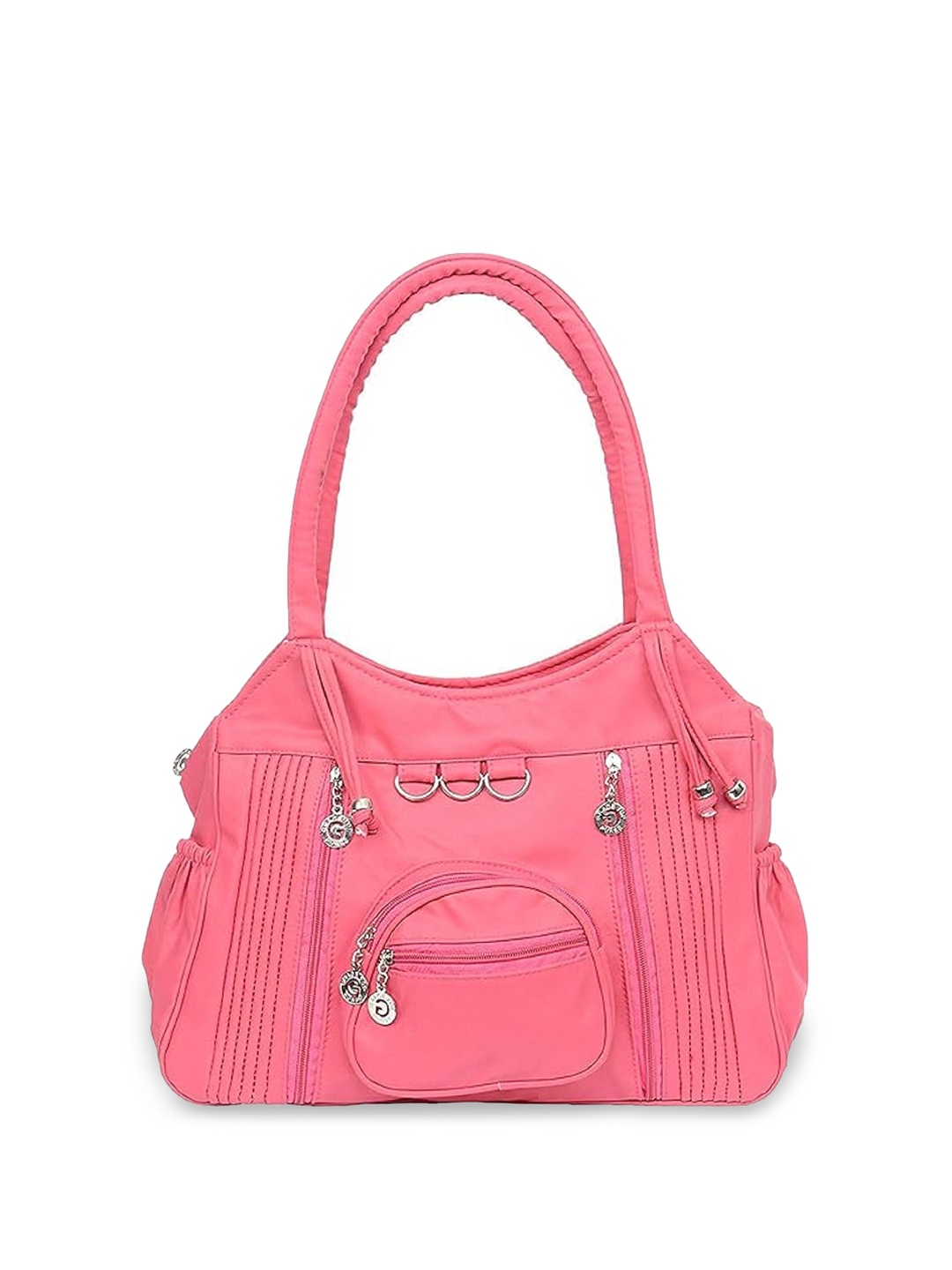 

SDN STAR PU Shopper Handheld Bag with Cut Work, Pink