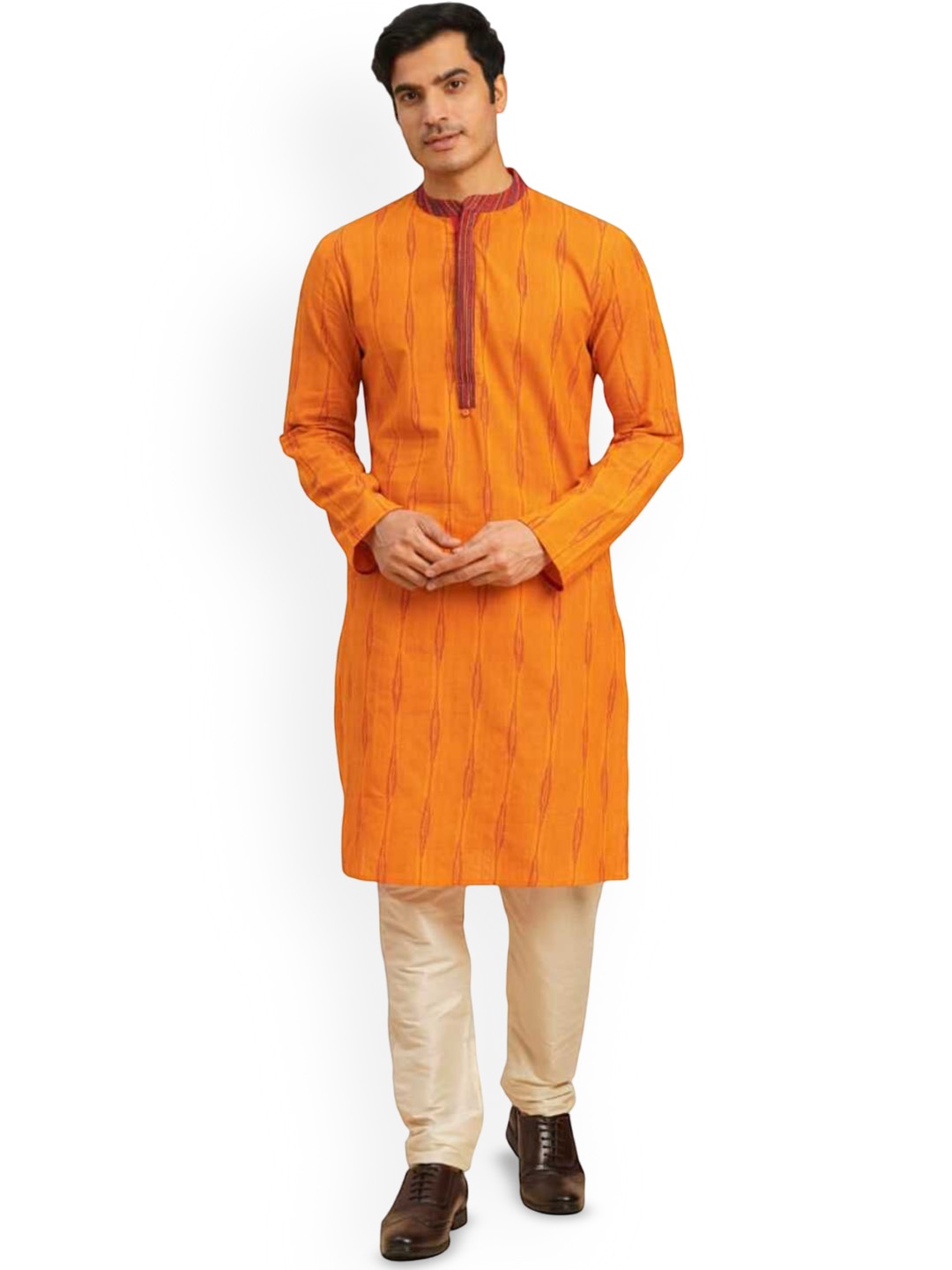 

Arch element Men Thread Work Kurta, Yellow