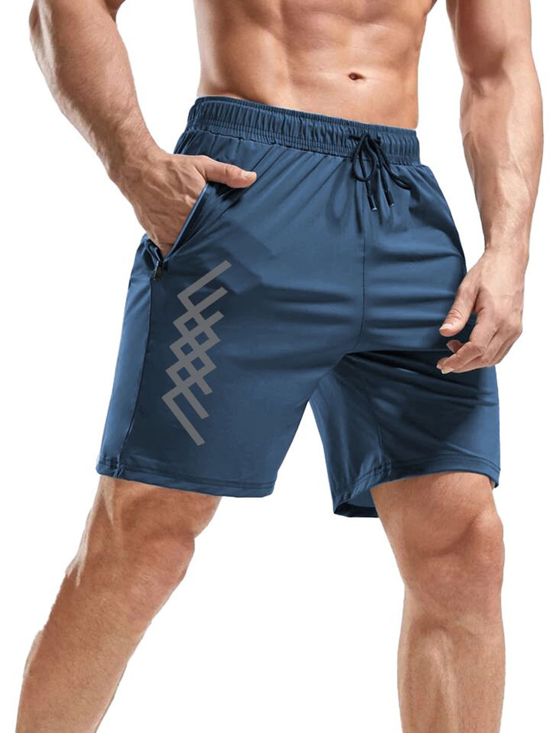 

3Colors Men Low-Rise Running Sports Shorts, Turquoise blue