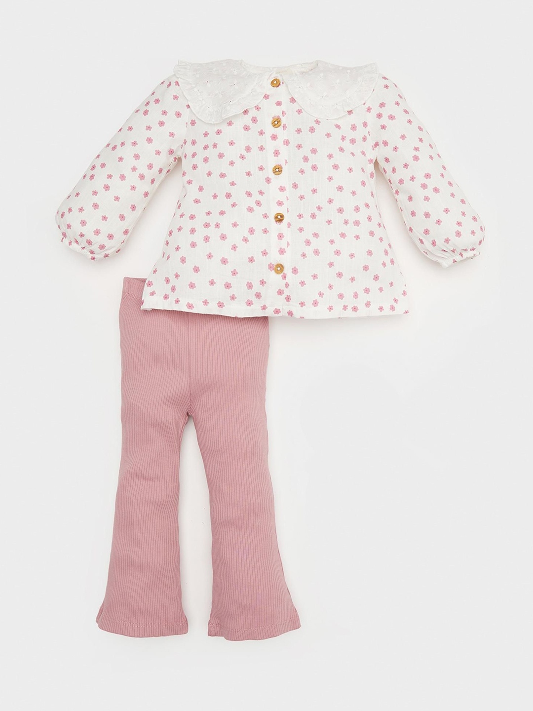 

DeFacto Girls Printed Top with Trousers, White