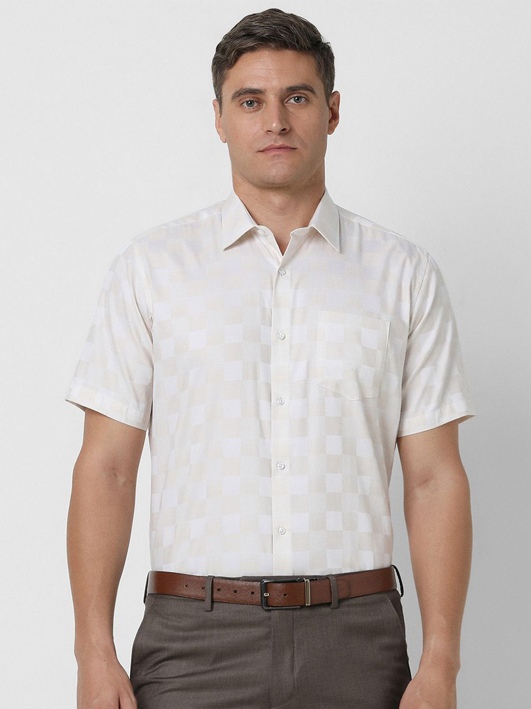 

Van Heusen Men Opaque Checked Party Shirt, White