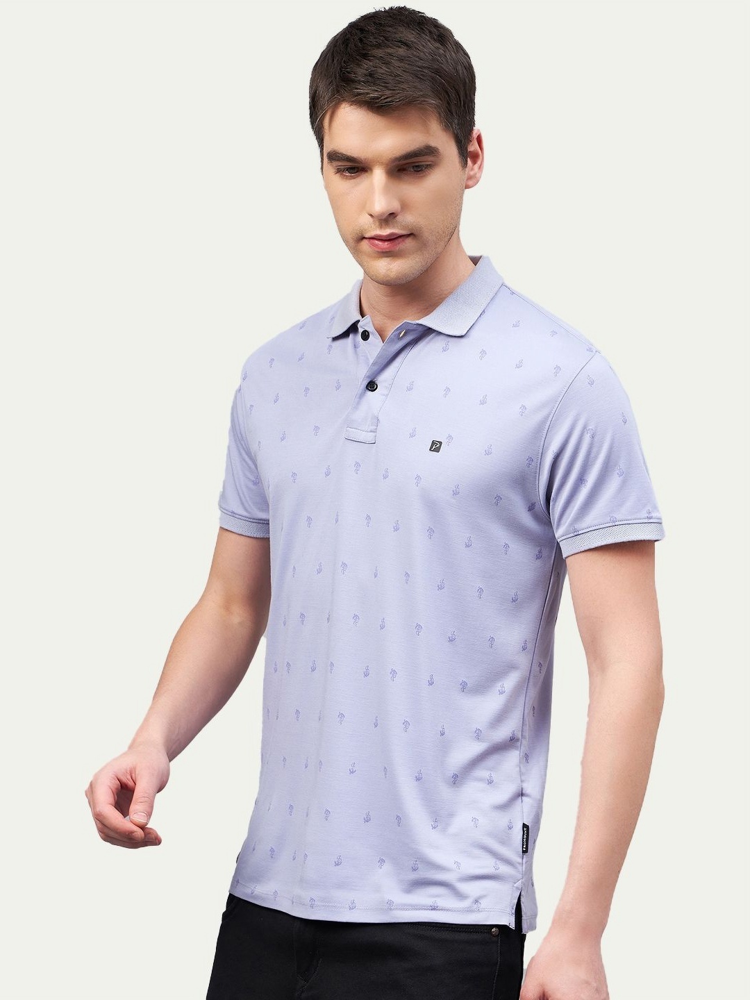 

Promount Men Printed Polo Collar T-shirt, Blue