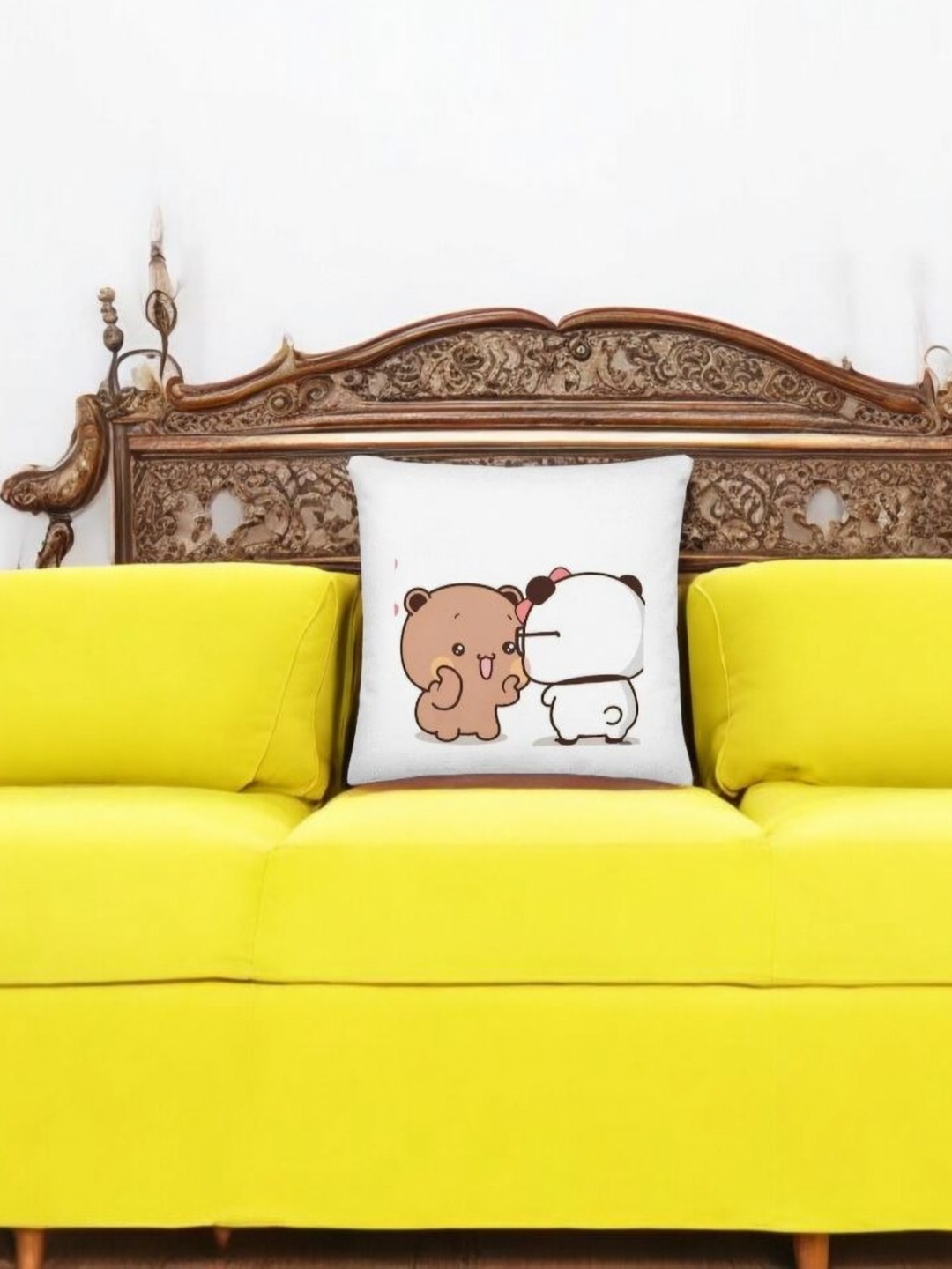 

Anikmart White & Brown Printed Square Shaped Pre-Filled Cushion