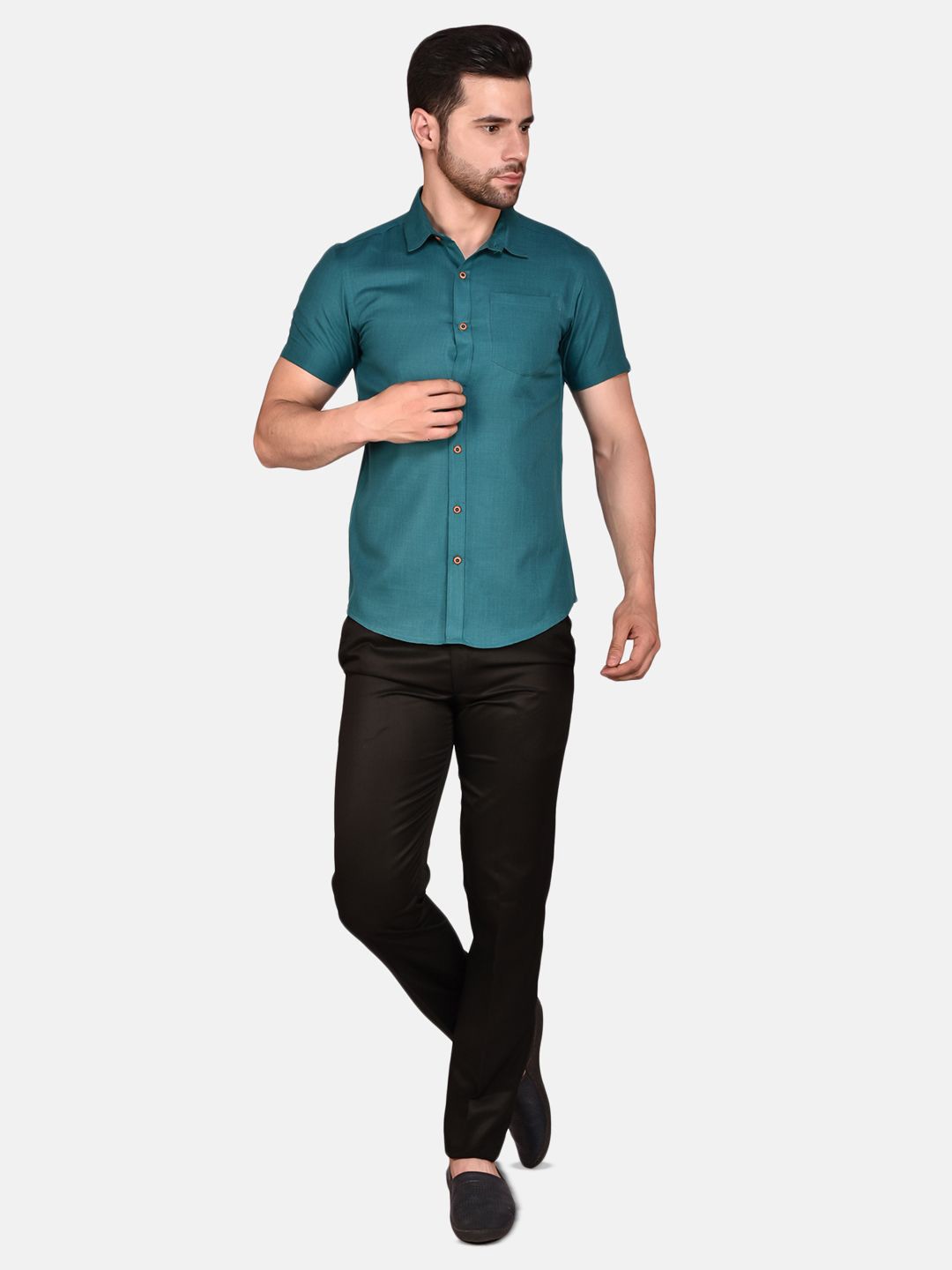 

Moda Rapido Men Classic Opaque Casual Shirt, Teal