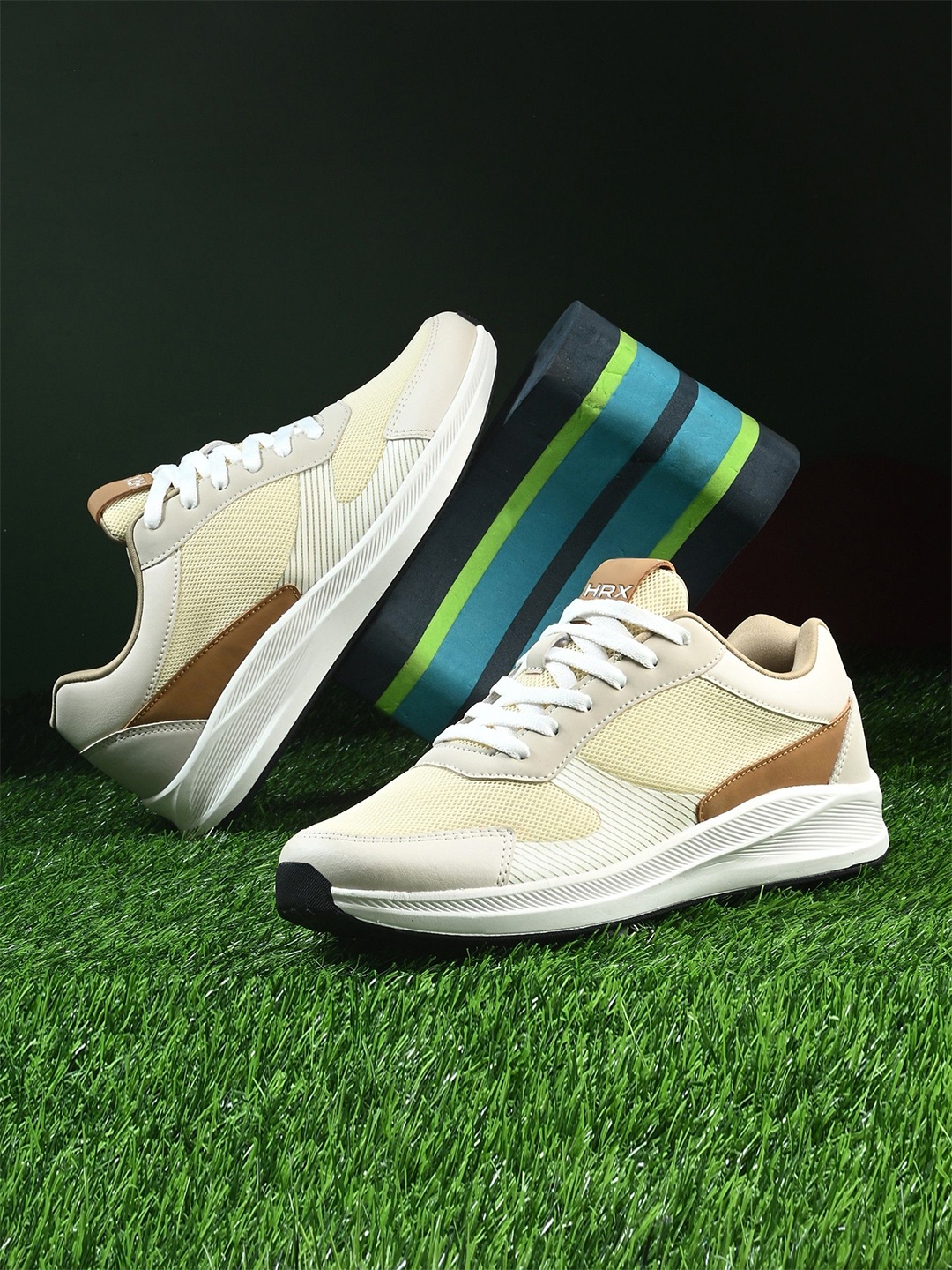 

HRX by Hrithik Roshan Men Mesh Running Non-Marking Shoes, Beige