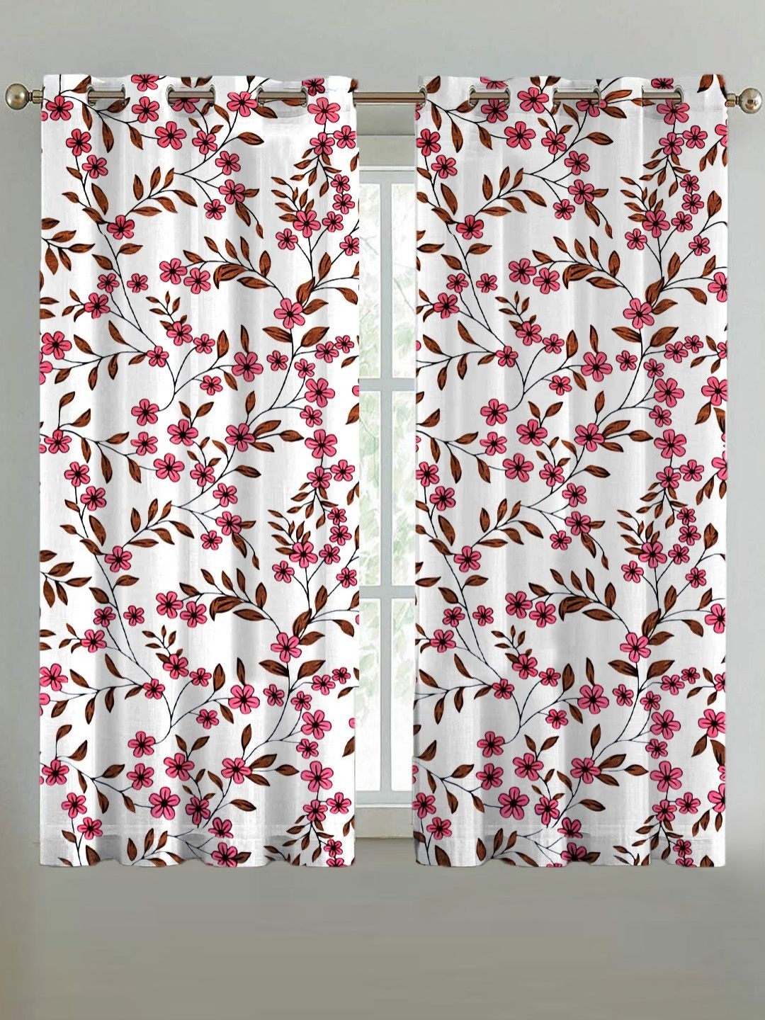 

ANA Pink & White Set of 2 Floral Room Darkening Window