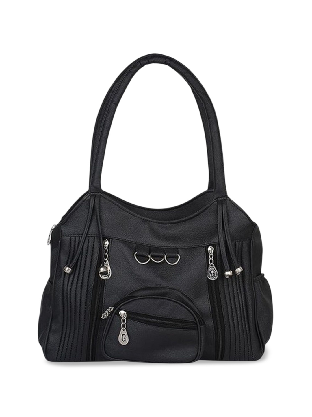 

SDN STAR PU Structured Handheld Bag with Tasselled, Black