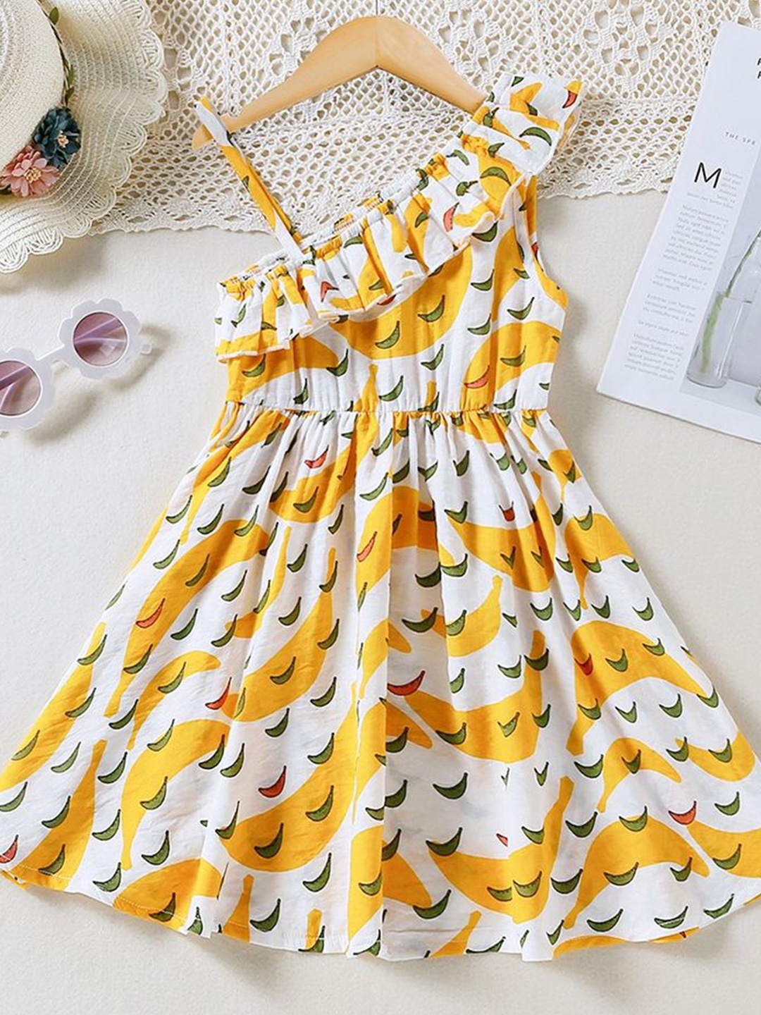 

LULU & SKY Print Fit & Flare Dress, Yellow
