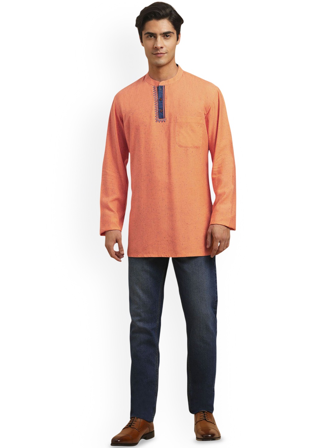 

Arch element Men Thread Work Kurta, Orange