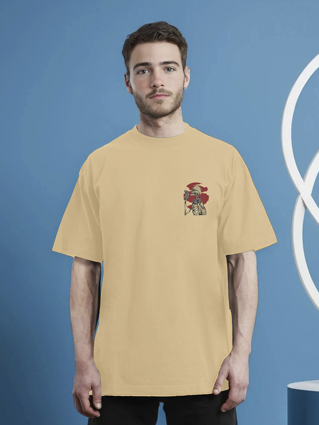 

Moda Rapido Men Printed Applique T-shirt, Skin