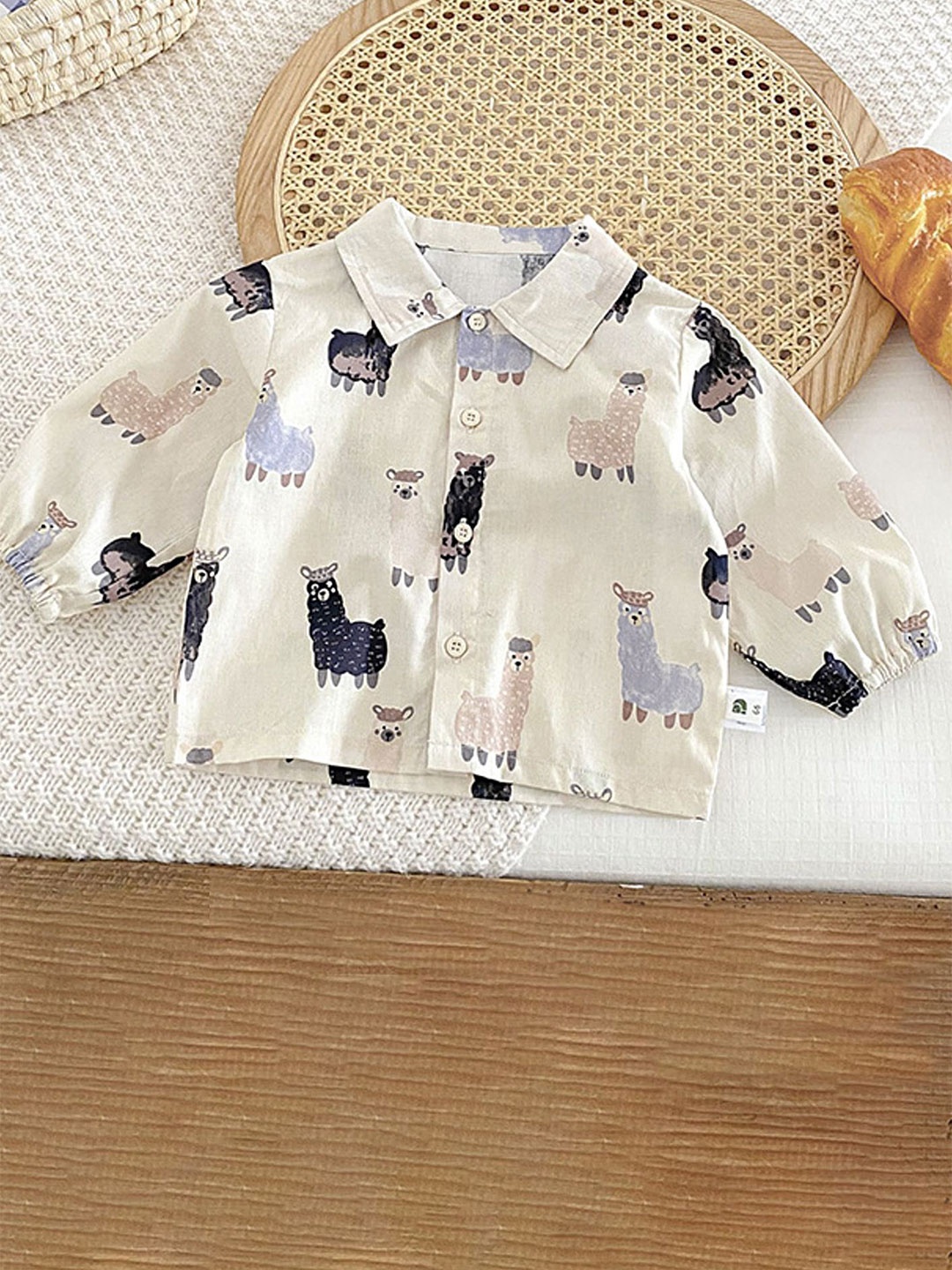 

LULU & SKY Boys Opaque Printed Casual Shirt, Beige