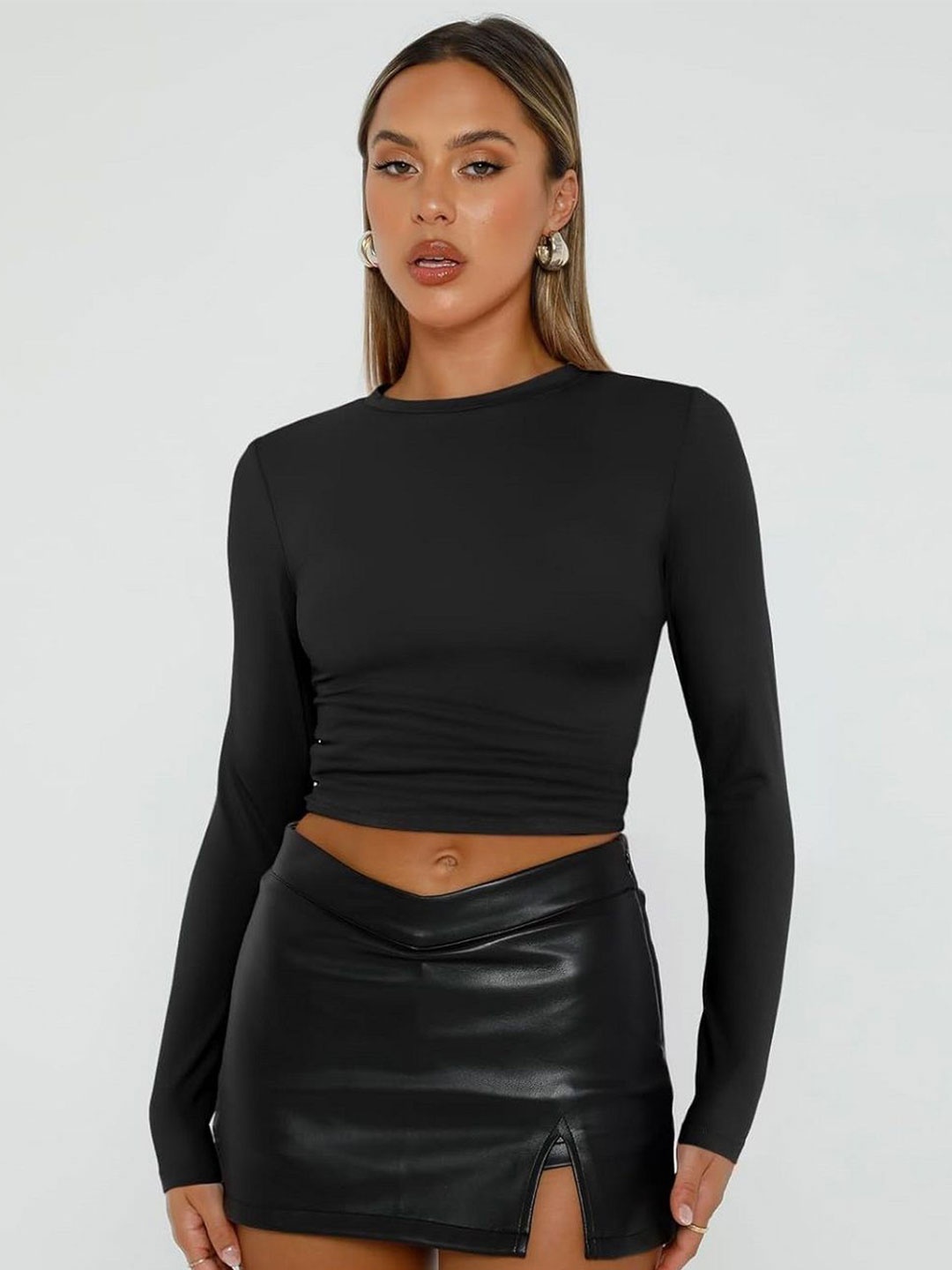 

Moda Rapido Cotton Crop Top, Black