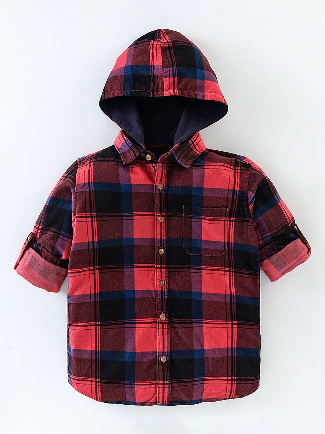 

Infinity Boys Tartan Checks Opaque Checked Casual Shirt, Red