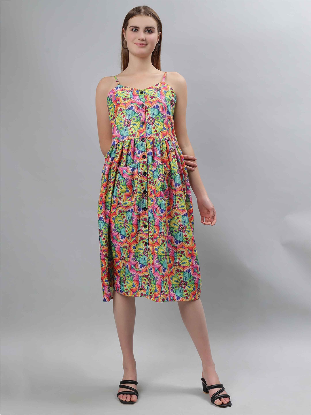 

ETRAANA Floral Print Fit & Flare Midi Dress, Multi