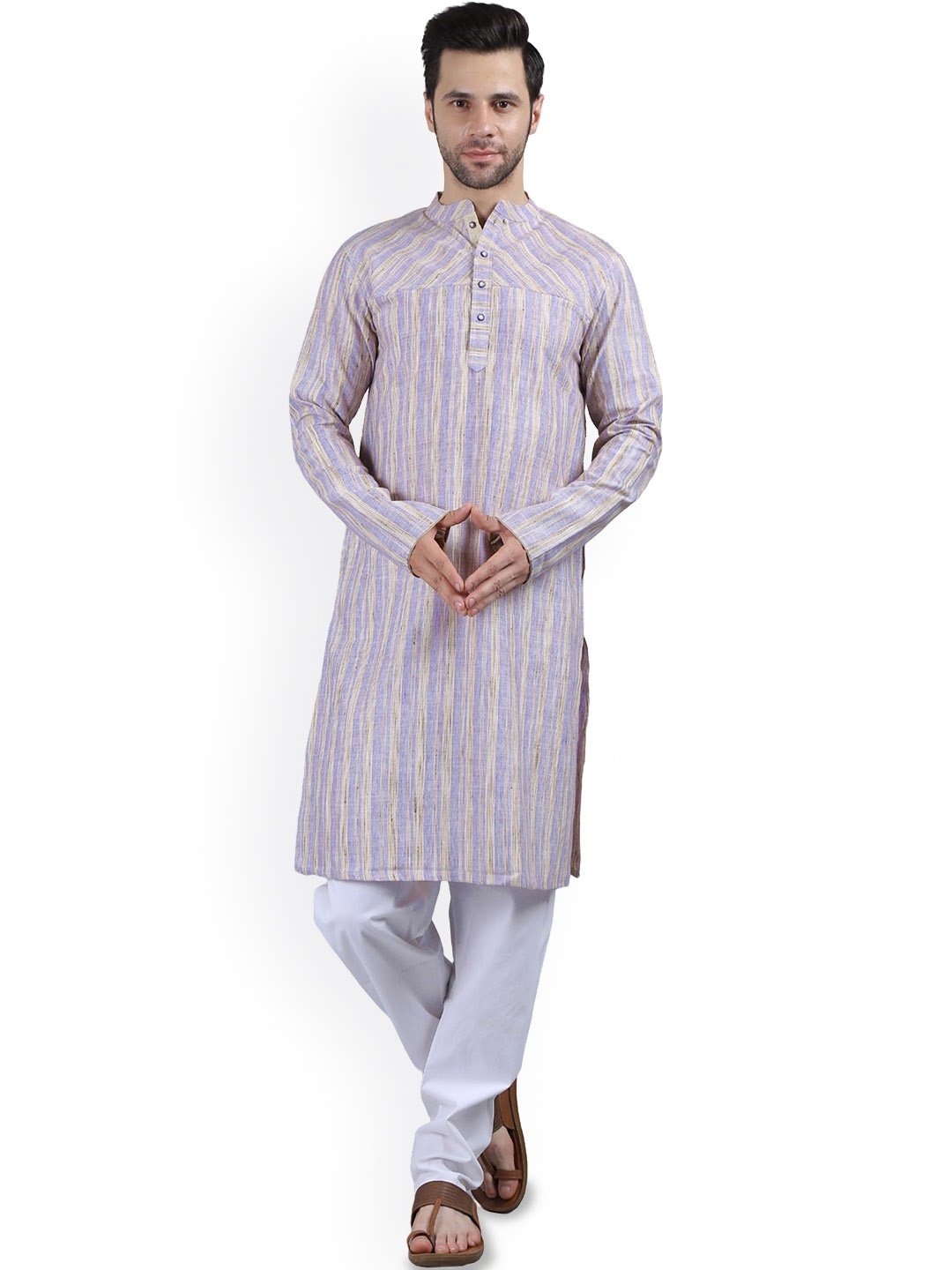 

Arch element Men Thread Work Kurta, Purple