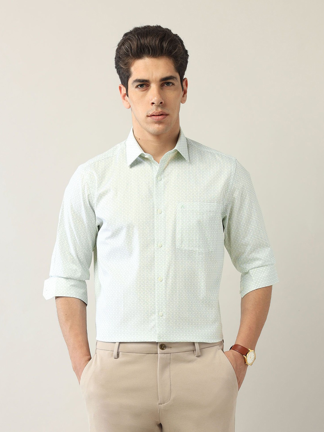 

Arrow Men Classic Opaque Printed Formal Shirt, Green