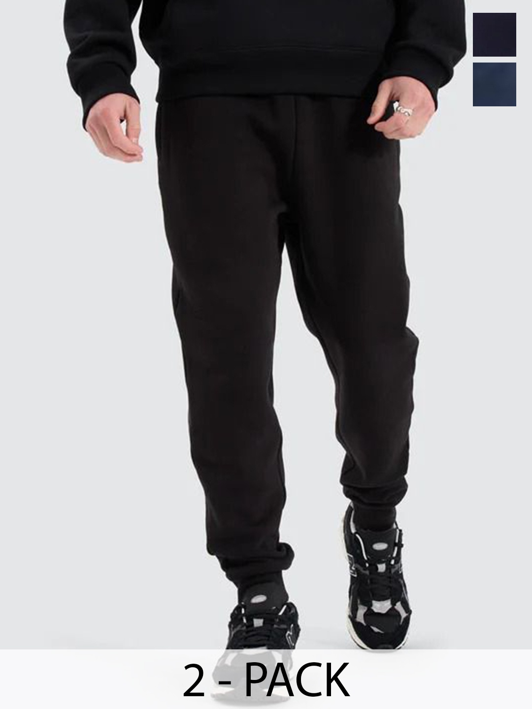 

Moda Rapido Men Pack Of 2 Cotton Mid Rise Joggers, Black