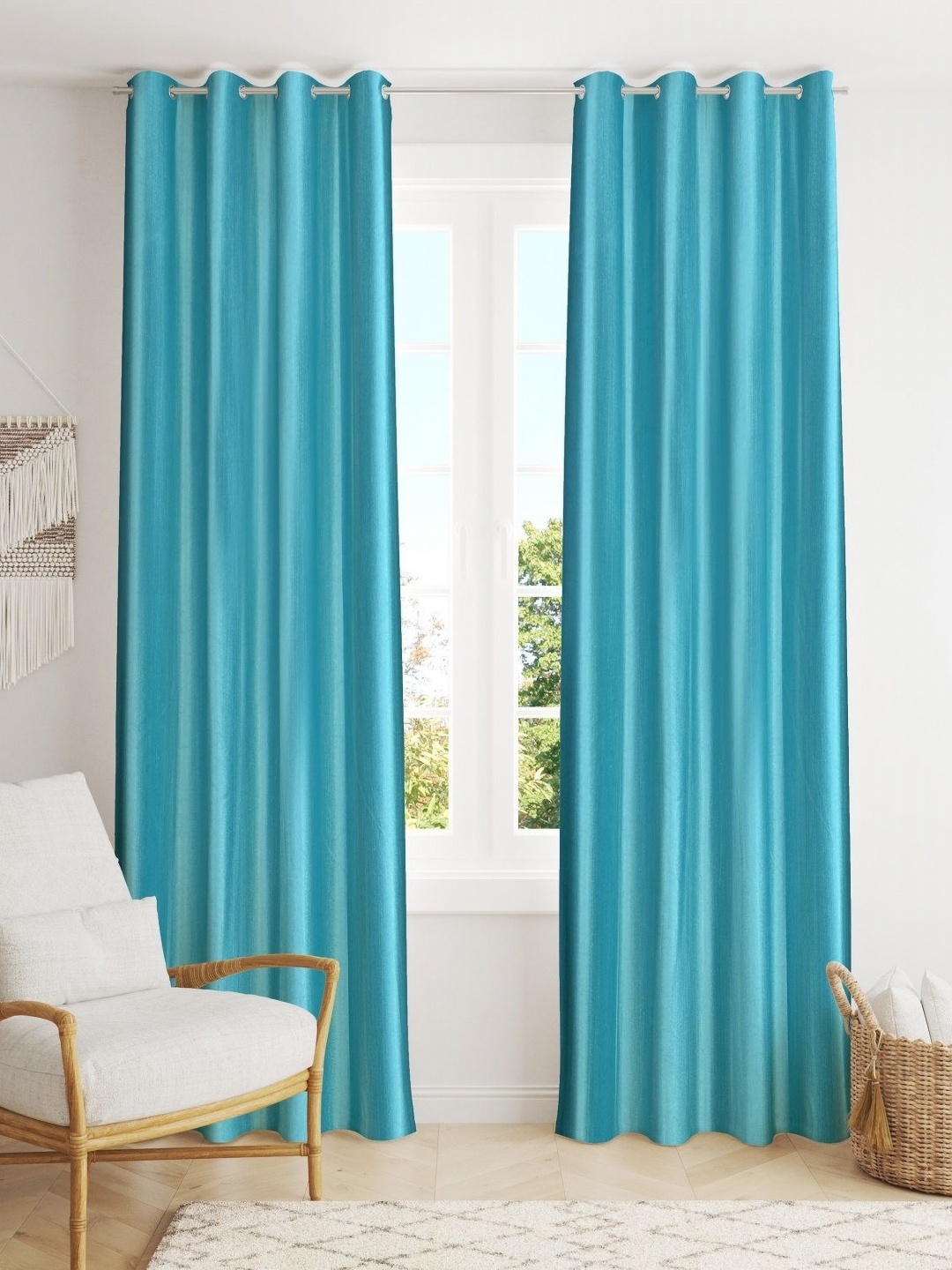 

Galaxy Home Decor Blue Set of 2 Window Curtain