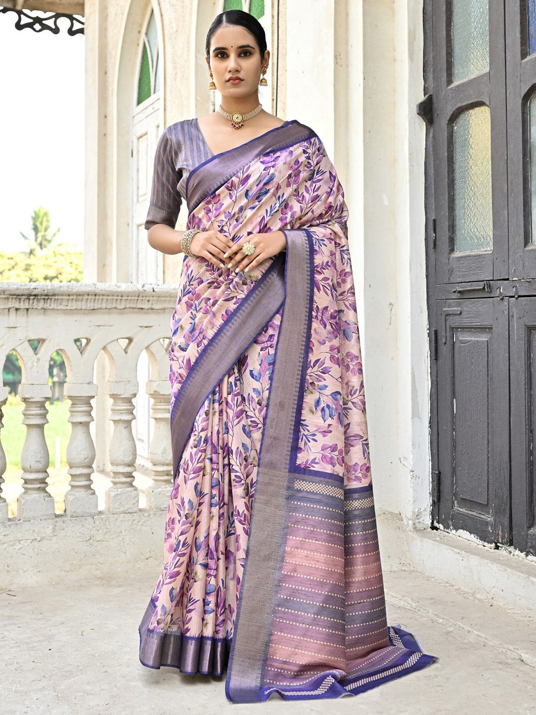 

Divyadham Textiles Woven Design Zari Pure Silk Handloom Banarasi Saree, Blue
