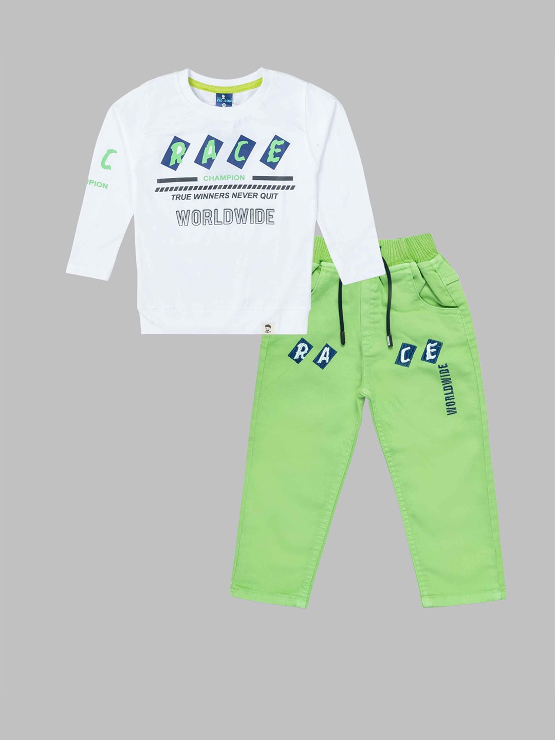 

YK X JUST KiDDiNG Boys Printed T-shirt with Trousers, White
